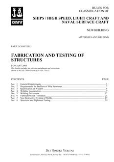 DNV DNV-RU-SHIPS/HSLC PART 2 CHAPTER 3