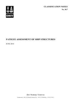 DNV DNV CLASSIFICATION NOTES 30.7