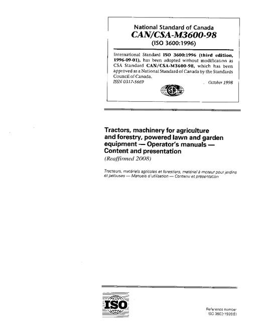 CAN/CSA M3600-98 (R2008)