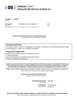 DANSK DSF/PREN 303 354 V1.1.0 (2016-11)