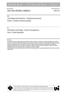 CEI UNI ISO/IEC 20000-2