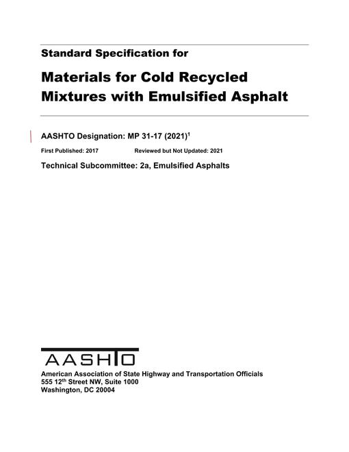 AASHTO MP 31-17 (2021)