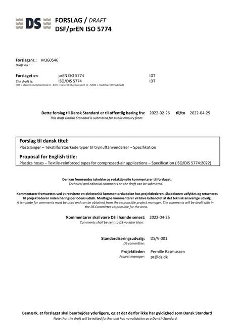 DANSK DSF/PREN ISO 5774