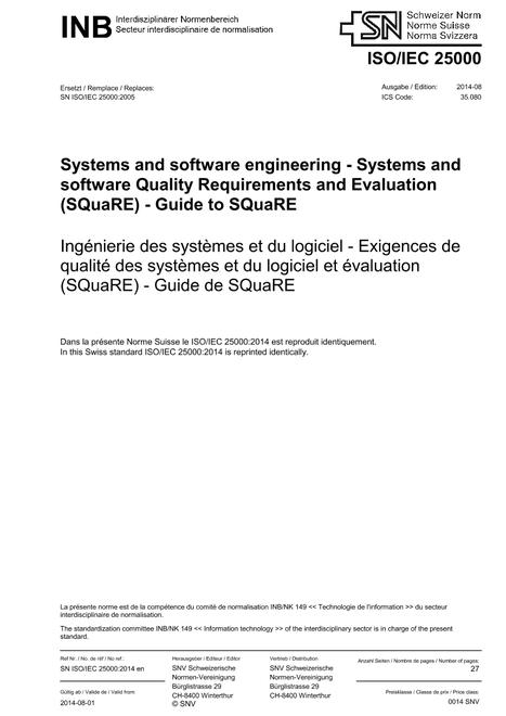 SNV SN ISO/IEC 25000