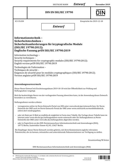 DIN EN ISO/IEC 19790 - DRAFT