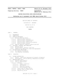 ARMY UFGS-04 20 00
