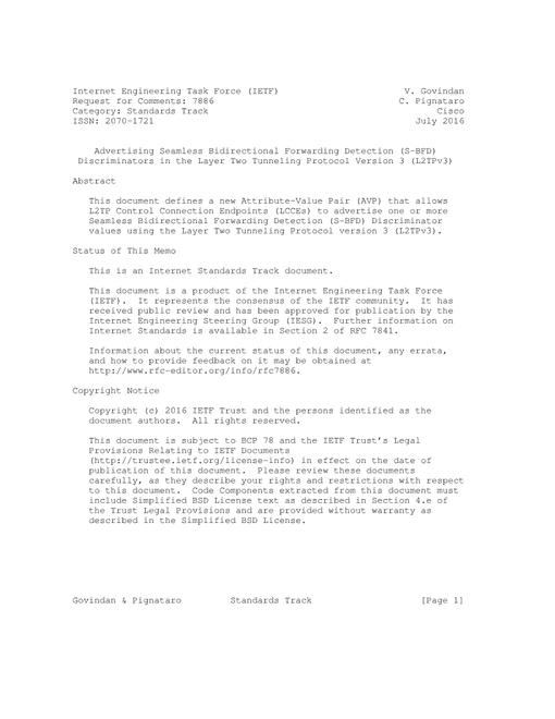 IETF RFC 7886