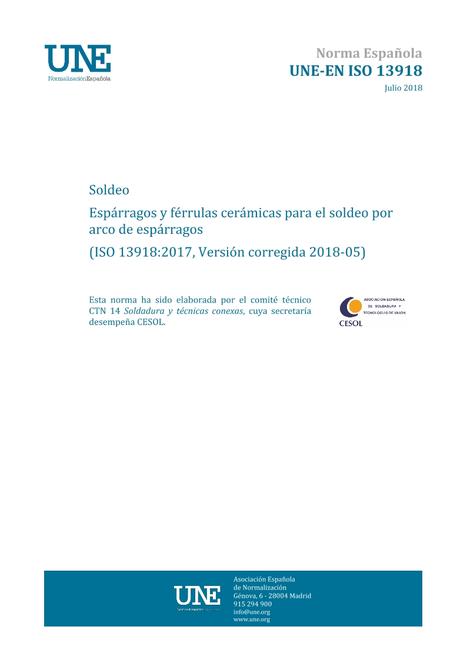 AENOR UNE-EN ISO 13918