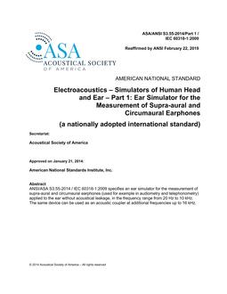 ASA S3.55-2014/Part 1 / IEC 60318-1:2009 (R2023)