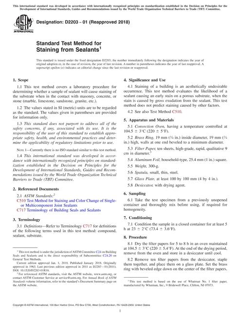 ASTM D2203-01(2018)