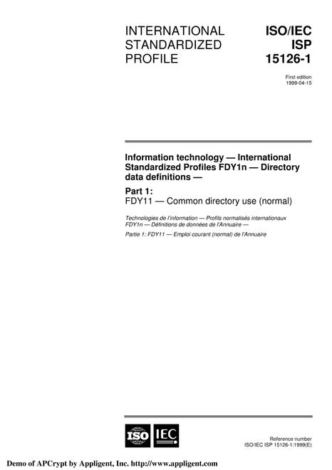 ISO/IEC ISP 15126-1:1999