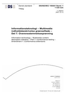 DANSK DS/ISO/IEC 15938-7/AMD. 1 + CD-ROM