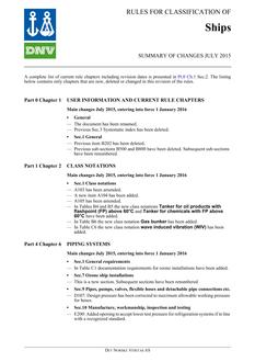 DNV DNV-RU-SHIPS SUMMARY OF CHANGES