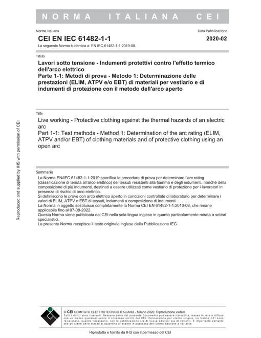 CEI EN IEC 61482-1-1