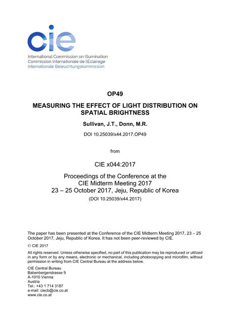 MEASURING THE EFFECT OF LIGHT DISTRIBUTION ON SPATIAL BRIGHTNESS

 (OP49, 356-366)