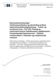 DANSK DS/ISO/IEC/IEEE 8802-1AS/COR 1