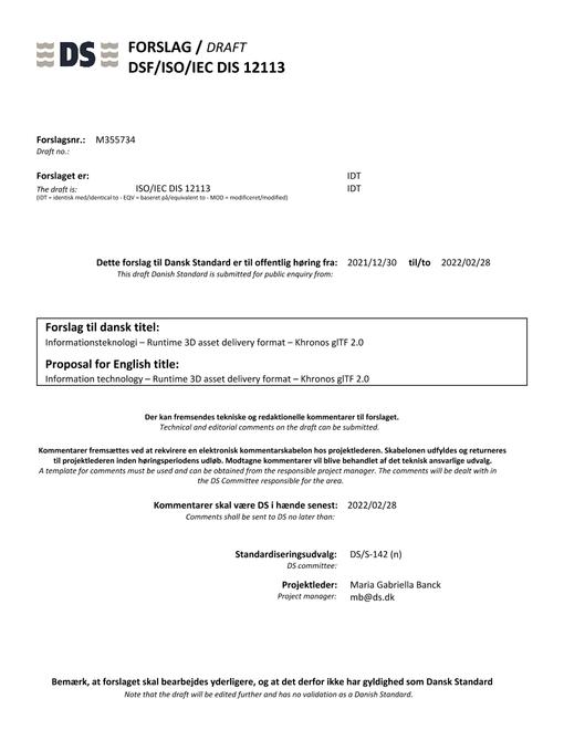 DANSK DSF/ISO/IEC DIS 12113