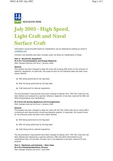 DNV DNV-RU-HSLC SUMMARY OF CHANGES