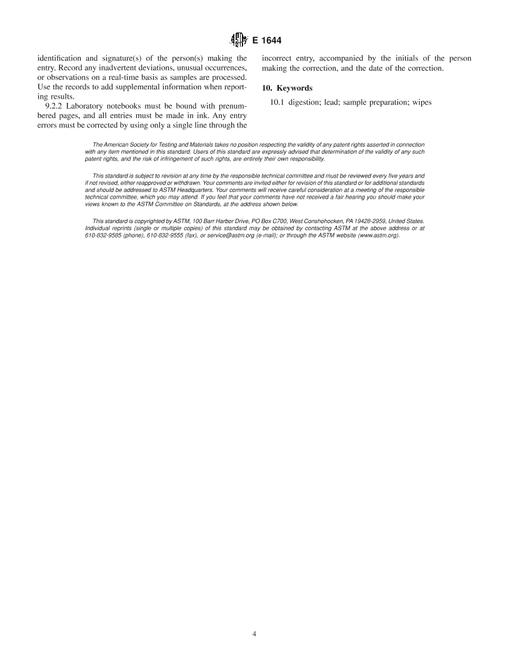 ASTM E1644-98