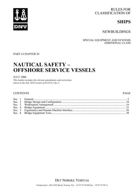 DNV DNV-RU-SHIPS PART 6 CHAPTER 20