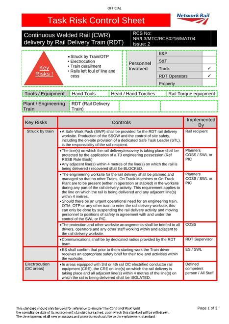 NR NR/L3/MTC/RCS0216/MAT04 ISSUE 2