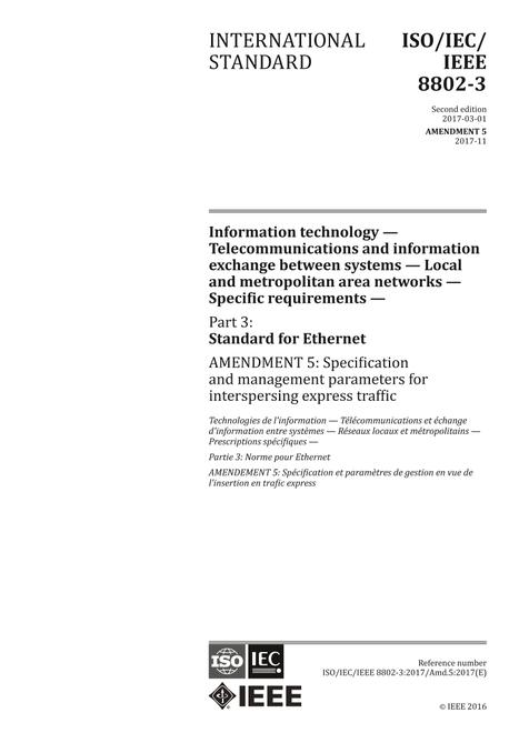 IEEE/ISO 8802-3:2017/Amd 5-2017