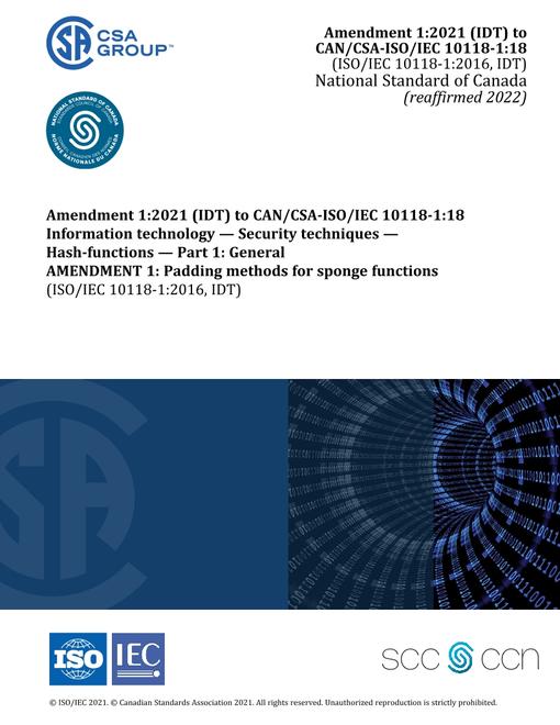 CAN/CSA-ISO/IEC 10118-1:18 Amendment 1 (R2022)