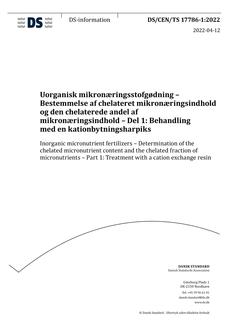 DANSK DS/CEN/TS 17786-1