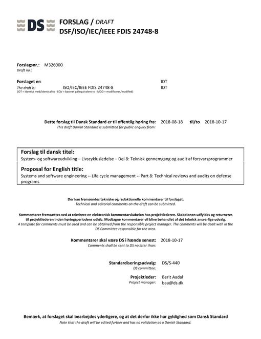 DANSK DSF/ISO/IEC/IEEE FDIS 24748-8
