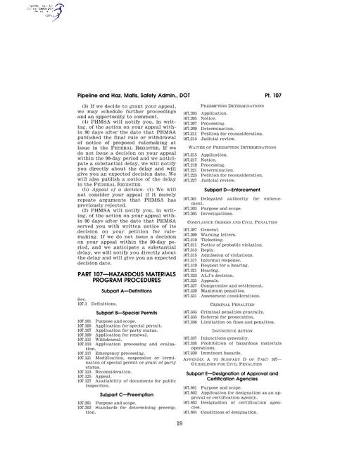 DOT 49 CFR PART 107