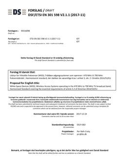 DANSK DSF/ETSI EN 301 598 V2.1.1 (2017-11)
