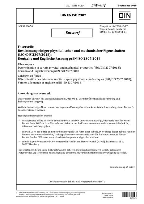 DIN EN ISO 2307 - DRAFT