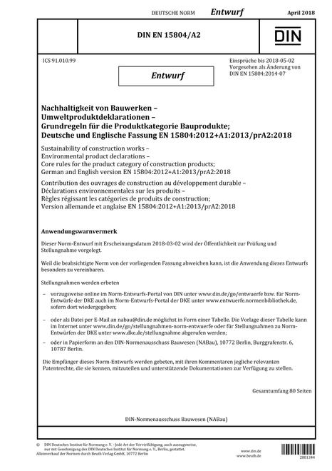 DIN EN 15804/A2 - DRAFT
