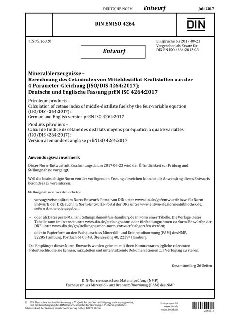 DIN EN ISO 4264 - DRAFT