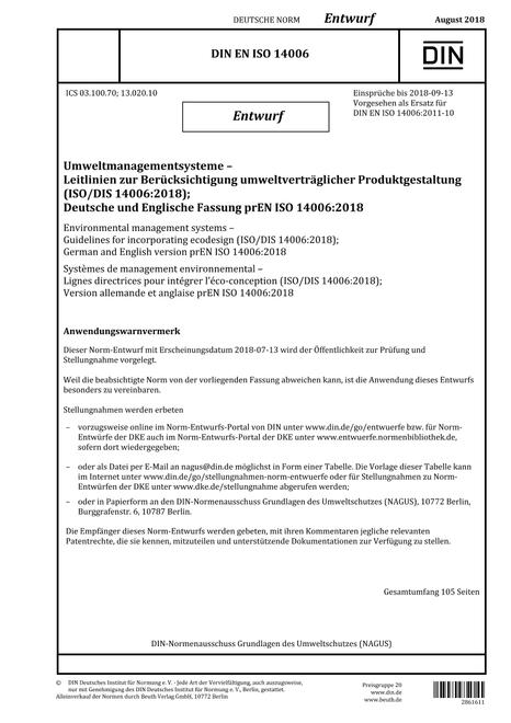 DIN EN ISO 14006 - DRAFT