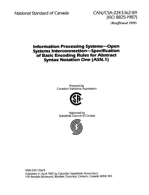 CAN/CSA Z243.162-89 (R1999)