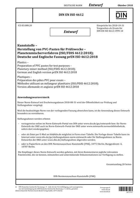 DIN EN ISO 4612 - DRAFT