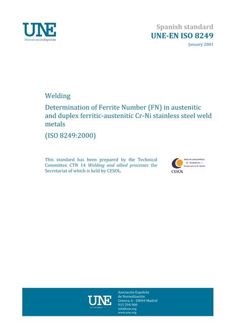 AENOR UNE-EN ISO 8249