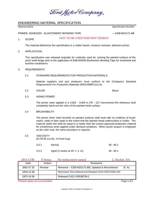 FORD ESB-M2G171-AB