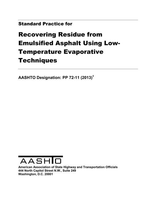 AASHTO PP 72-11 (2013)