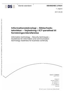 DANSK DS/ISO/IEC 27031