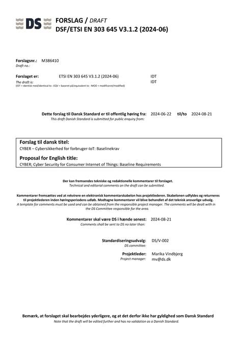 DANSK DSF/ETSI EN 303 645 V3.1.2 (2024-06)