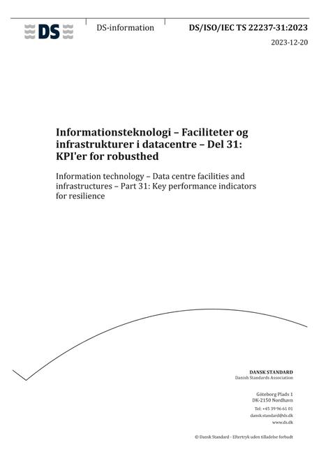 DANSK DS/ISO/IEC TS 22237-31