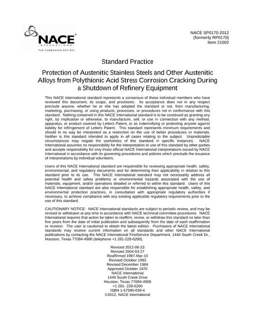 NACE SP0170-2012