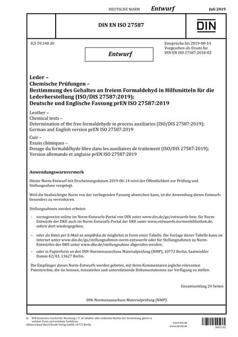 DIN EN ISO 27587 - DRAFT