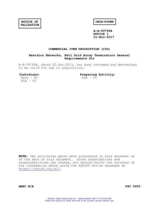 CID A-A-59769A Notice 1 - Validation 1