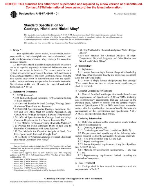 ASTM A494/A494M-01
