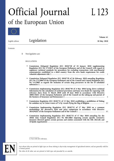 EEC 2018/739/EU to 2018/742/EU