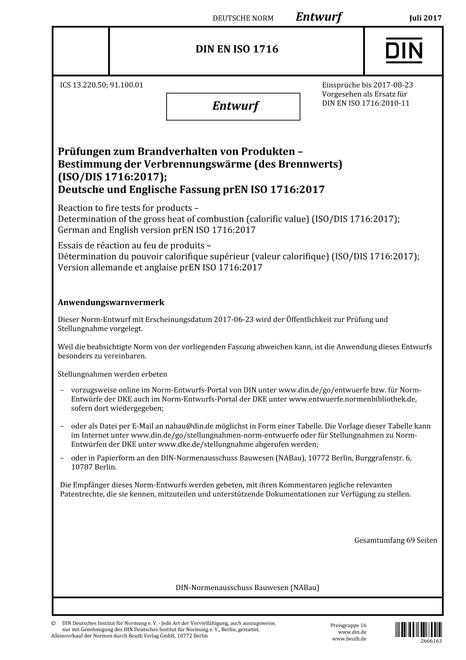 DIN EN ISO 1716 - DRAFT