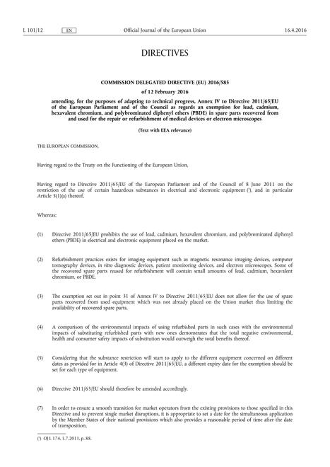 EEC 2016/585/EU